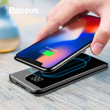Baseus 8000mAh QI Wireless Charger Power Bank For iPhone Samsung Powerbank Dual USB Charger Wireless External Battery Pack Bank